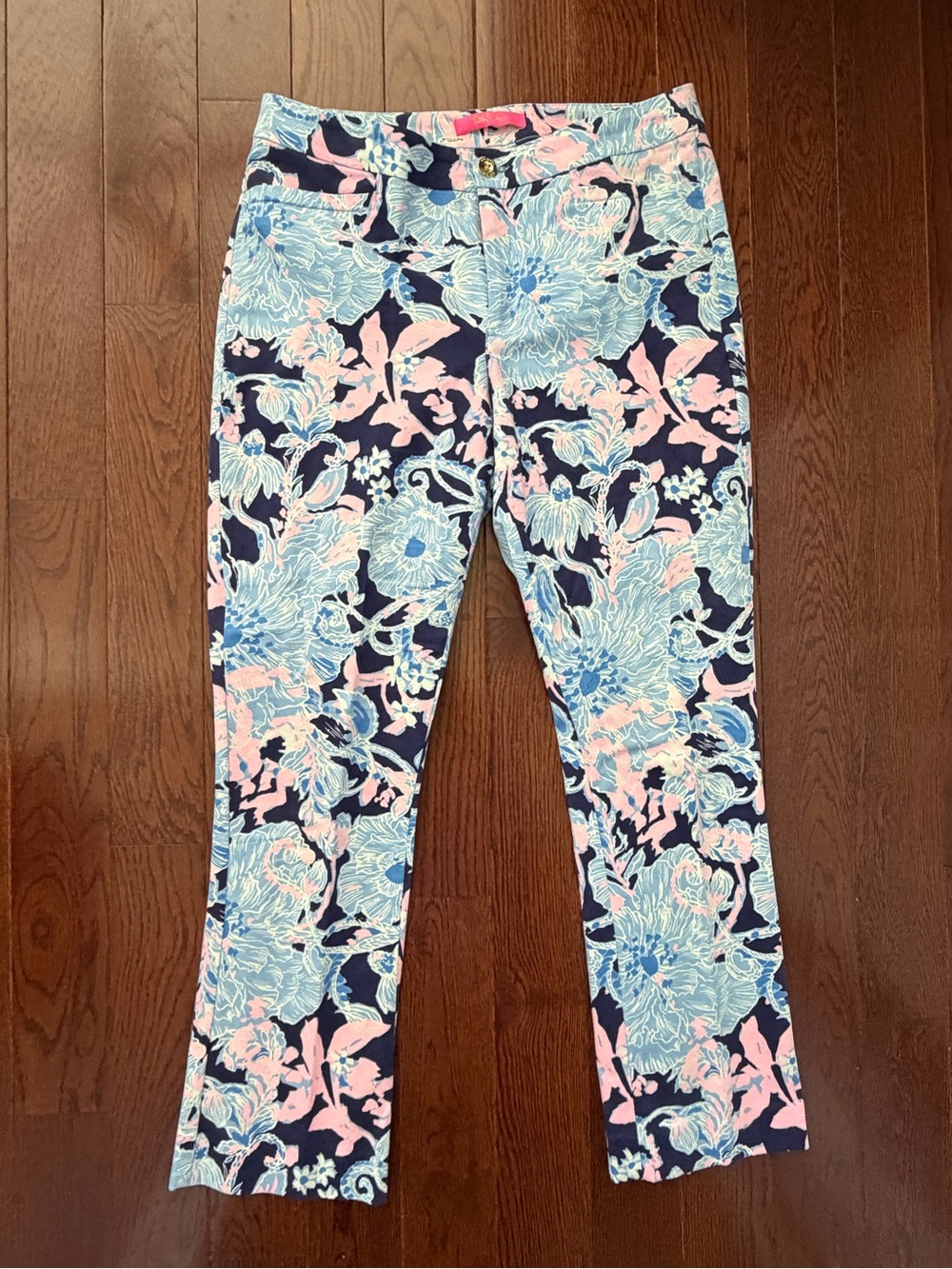 Lilly Pulitzer Ankle Pant with Light Blue & Pink Floral Print
